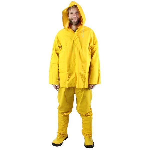 Economy 3-Piece Rainsuit, Pvc Exterior, Poly Interior, Size X-Large, 10PK, The Brush Man, Mfr#: RAIN-SUIT-XL